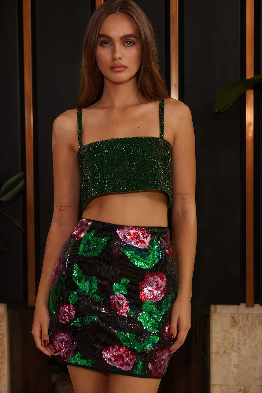 Rose Sequin Mini Skirt