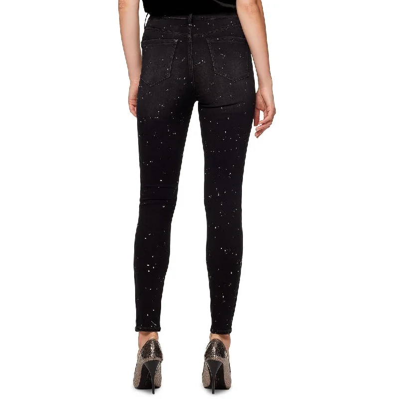 Sanctuary Women's Metallic Splatter Skinny Ankle Jeans Black Size 24