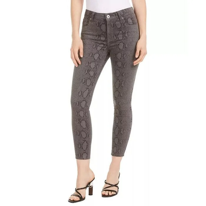 Sts Blue Women's Ellie Snake-Print Skinny Ankle Jeans Silver Size 26