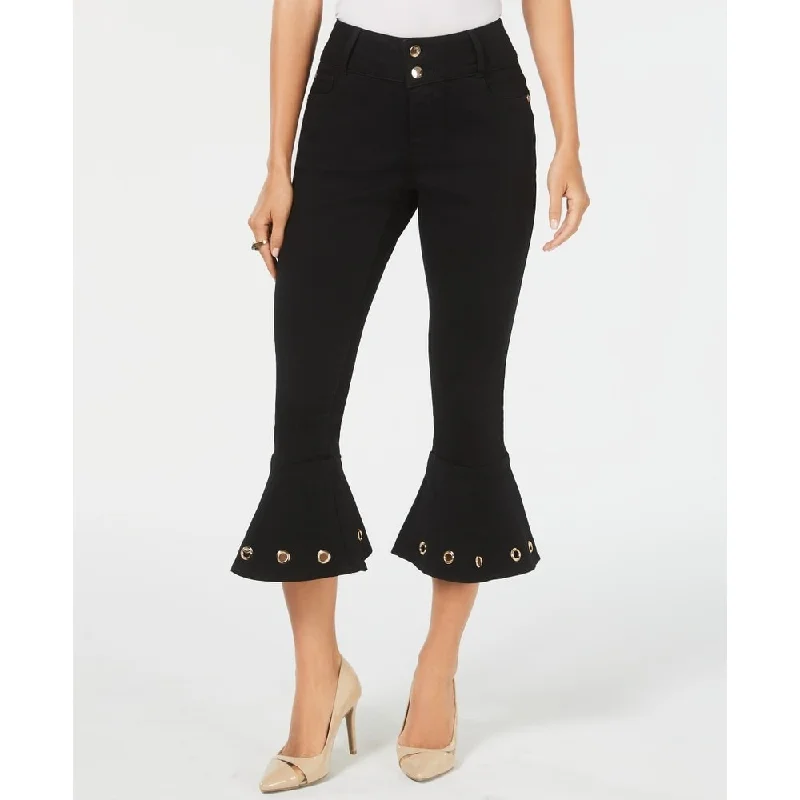 Thalia Sodi Women's Cropped Embellished Jeans Black Size 16