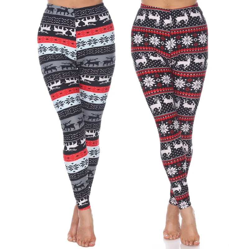 White Mark Womens Pack Of 2 Christmas Leggings