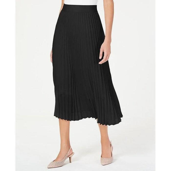 Alfani Women's Mixed-Media Pleated Skirt Black Size Extra Large - X-Large