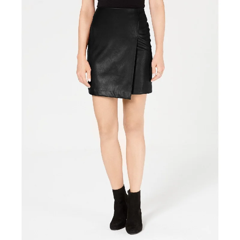 Bar III Women's Faux-Leather Skirt Black Size Medium