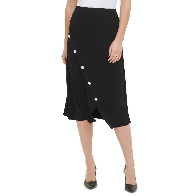 Calvin Klein Women's Snap-Button Skirt Black Size X-Large