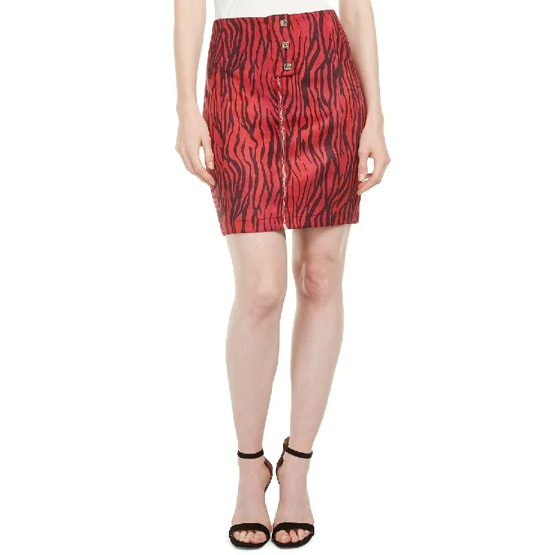 Guess Women's Rayanna High-Waist Zebra-Print Miniskirt Red Size 6