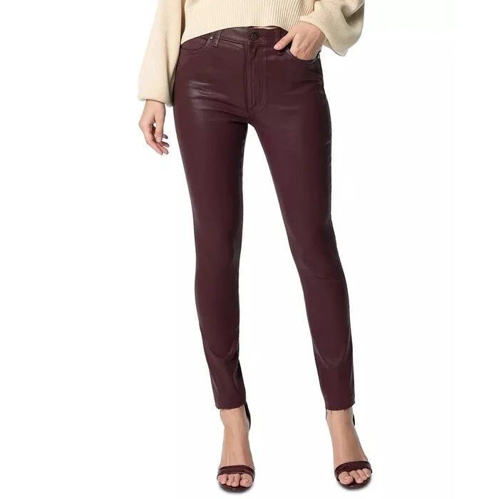 Joe's Jeans Women's Charlie Faux-Leather Jeans Dark Red Size 24