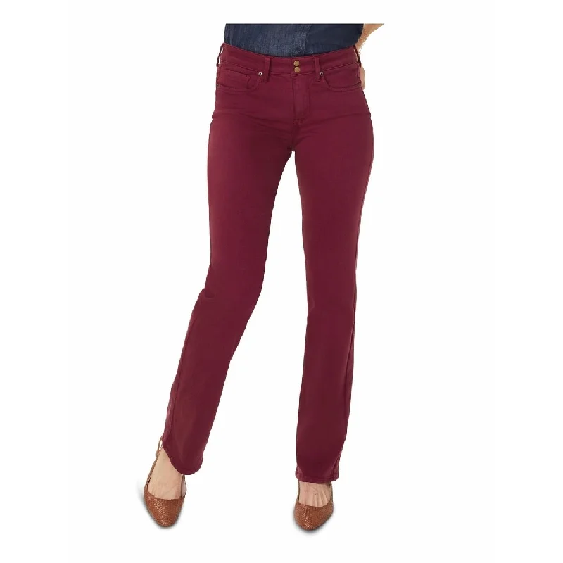 NYDJ Women's Marilyn Double Snap Straight Leg Jeans Red Size 10