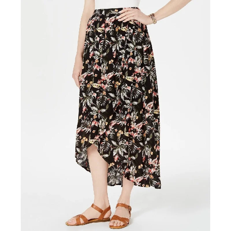 Style & Co Women's Printed High-Low Skirt Black Size X-Large