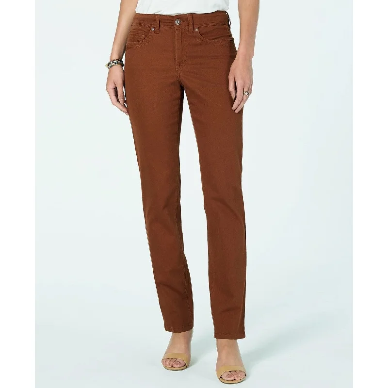 Style & Co Women's Tummy Control Straight Leg Fashion Jeans Brown Size 14