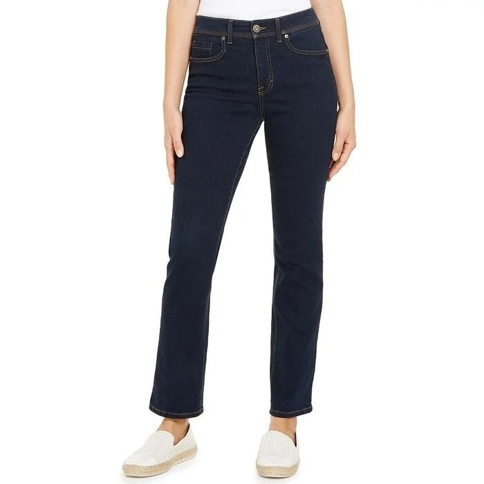 Style & Co Women's Tummy-Control Straight-Leg Fashion Jeans Navy Size 4