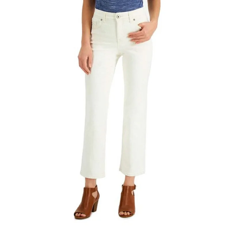 Style & Co Women's Tummy-Control Straight-Leg Jeans White Size 4