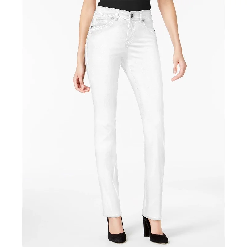 Style & Co Women's Tummy-Control Straight-Leg Jeans White Size 6